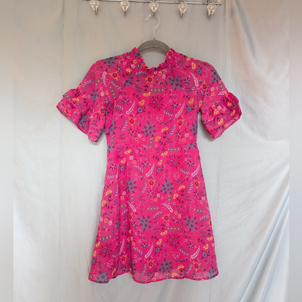 Wonder Nation Pink Printed Dress Girls L (10–12)